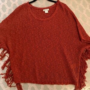 Lucky Brand Rust Fringe Sweater